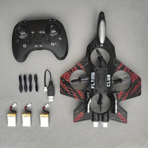 Foam RC Stunt Plane with LED Lights, Headless Mode & One-Key Takeoff/Landing, Toy Drone for Kids/Beginners, Kids